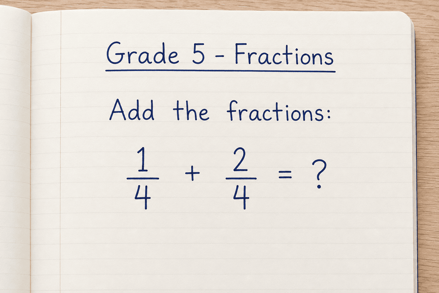 Add the fractions: 1/4 + 2/4 = ?